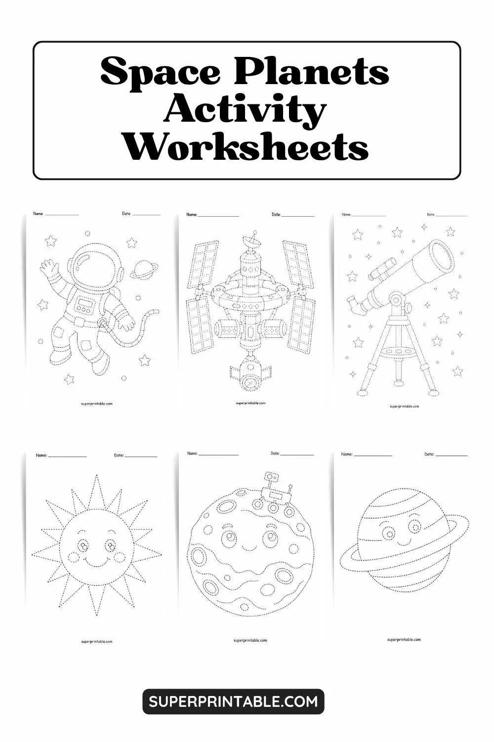 Space Planets Activity Worksheets Pinterest Image