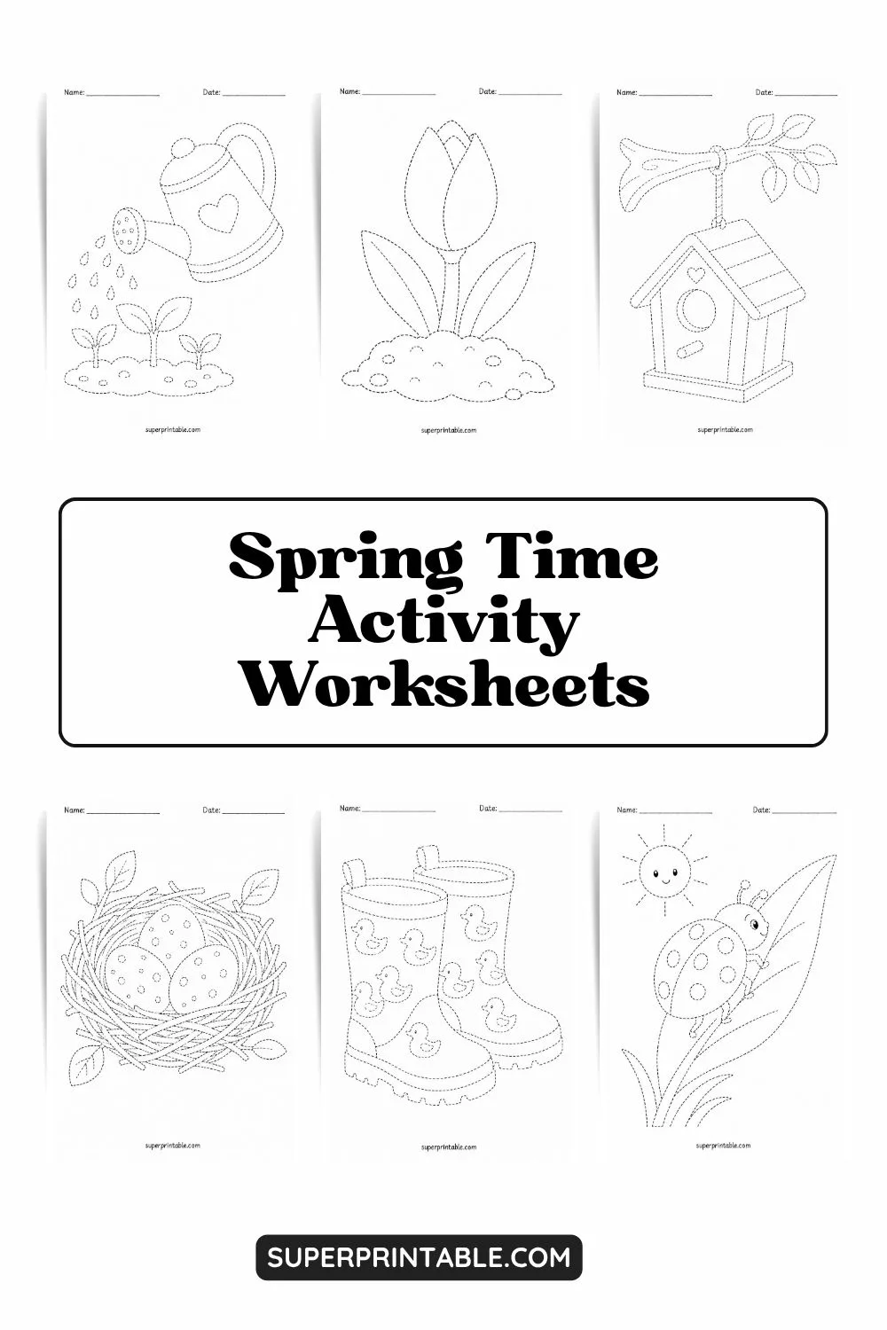 Spring Time Activity Worksheets Pinterest Image