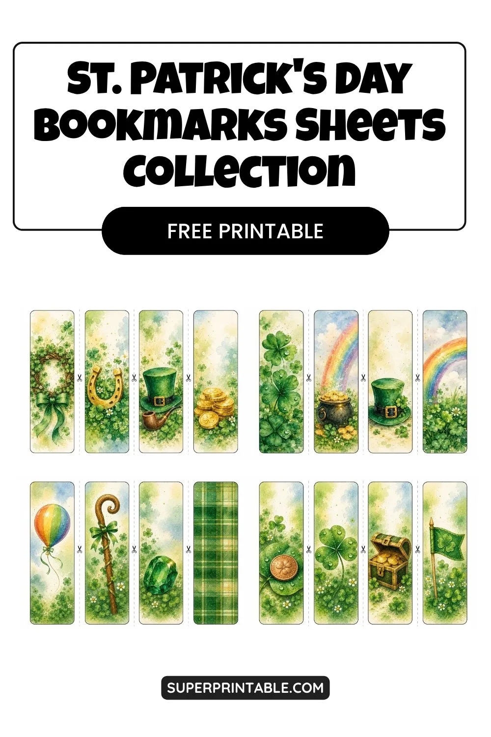 St. Patrick's Day Bookmarks Sheets Collection Pinterest Image