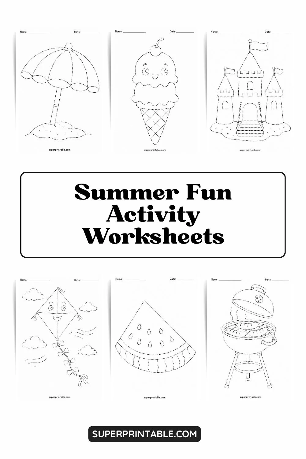Summer Fun Activity Worksheets Pinterest Image