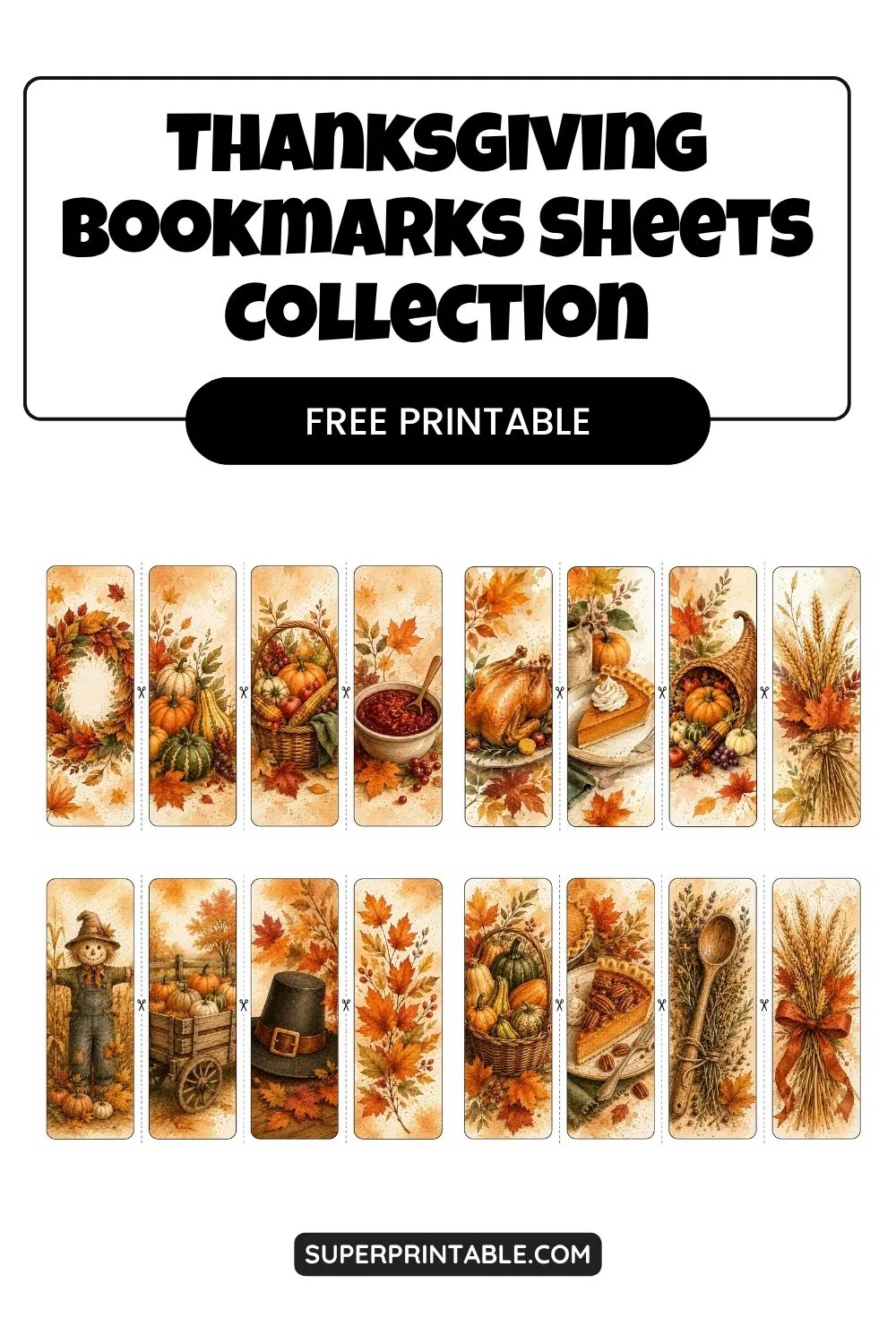 Thanksgiving Bookmarks Sheets Collection Pinterest Image