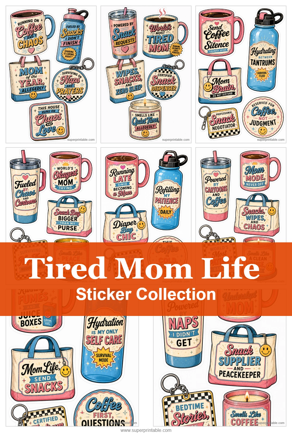 Tired Mom Life Sticker Collection Pinterest Image