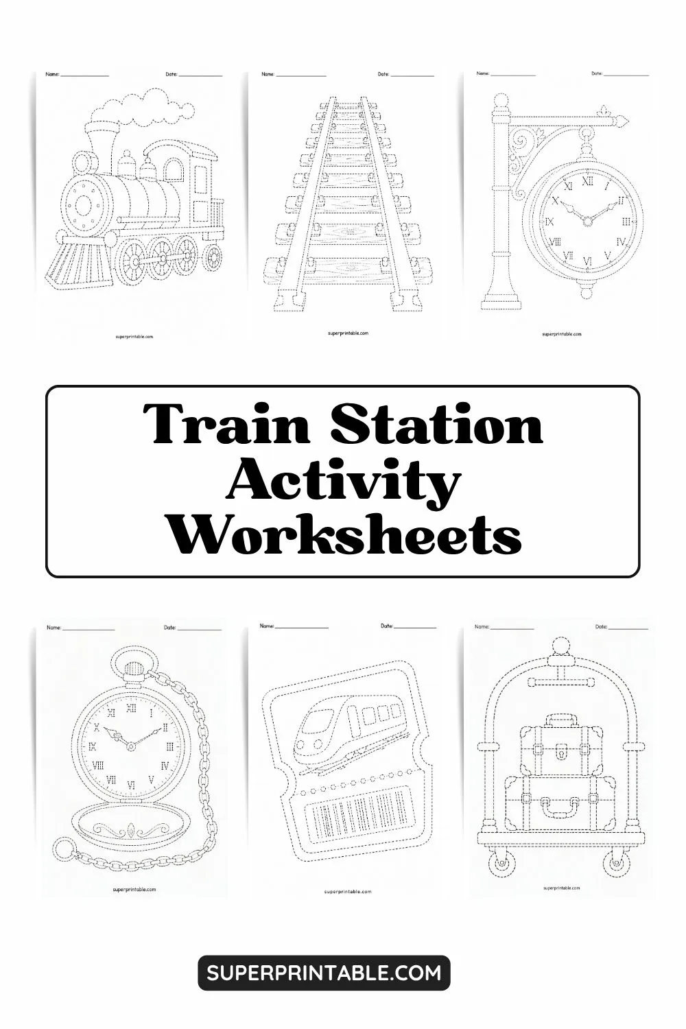 Train Station Activity Worksheets Pinterest Image