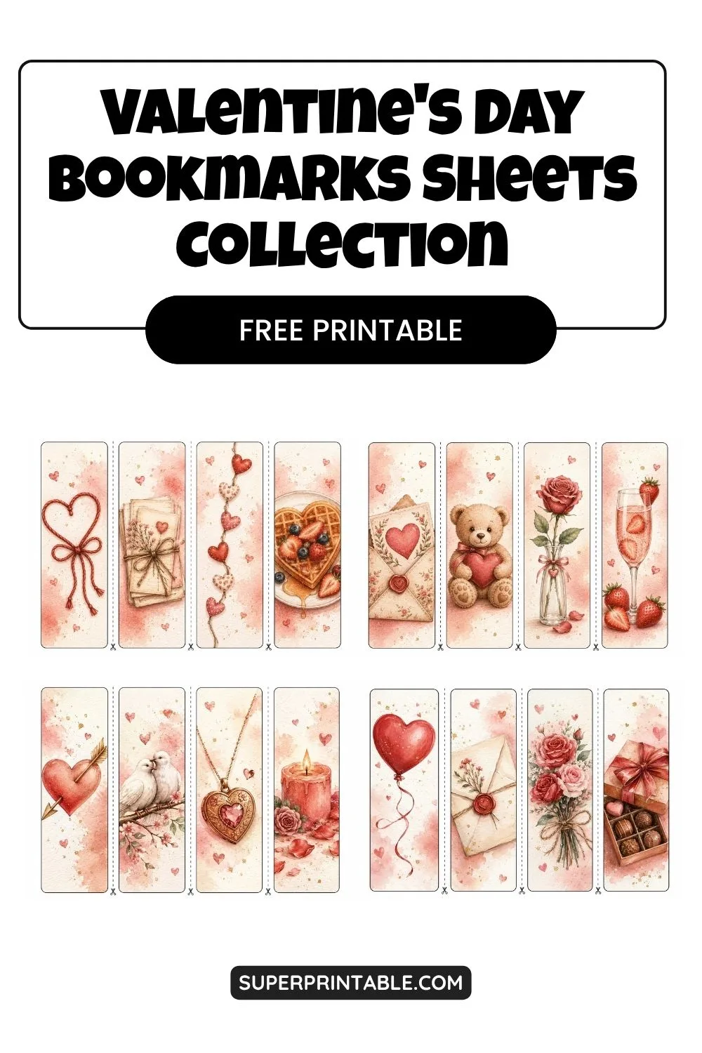 Valentine's Day Bookmarks Sheets Collection Pinterest Image