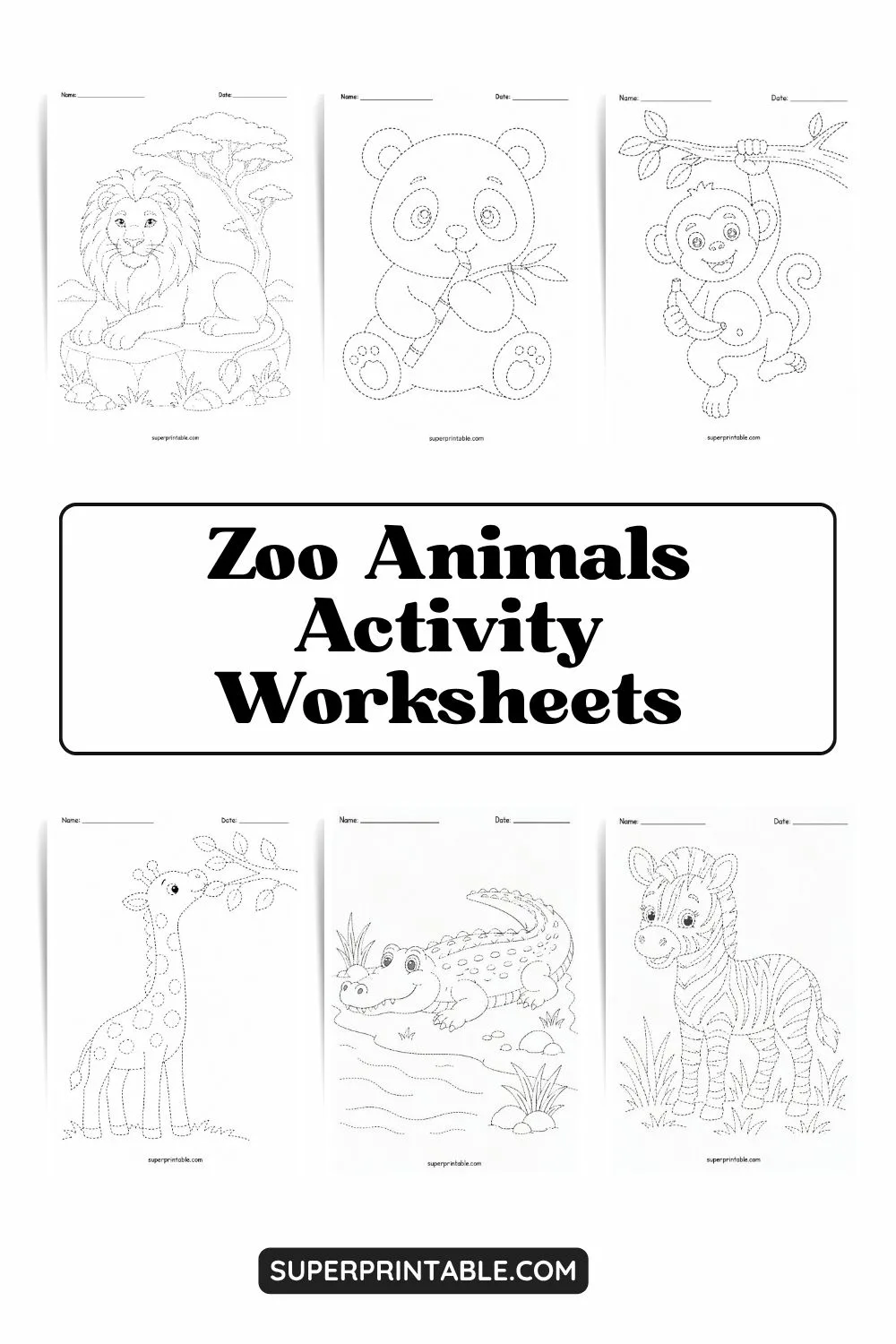 Zoo Animals Activity Worksheets Pinterest Image