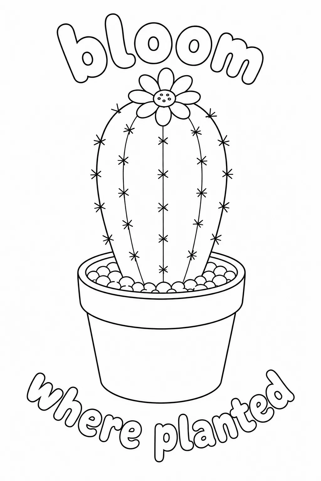 Classic potted cactus topped with a beautiful blooming flower.