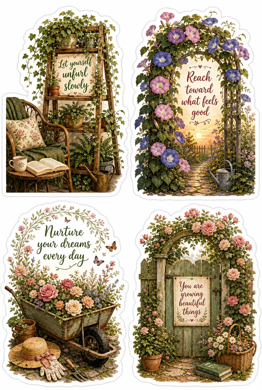 Unfurl Slowly & Floral Arch Botanical Sticker Sheet 07