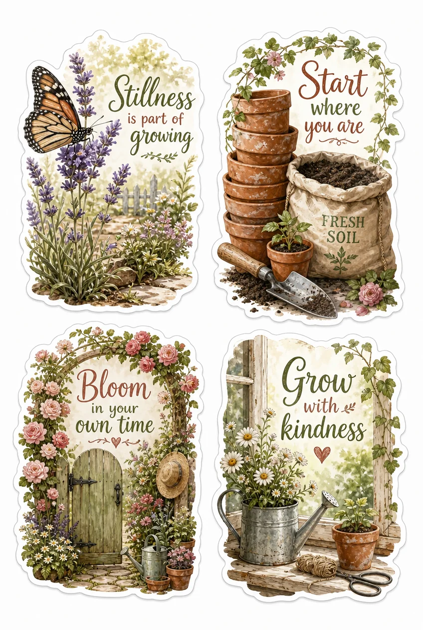 Stillness & Grow With Kindness Botanical Sticker Sheet 09