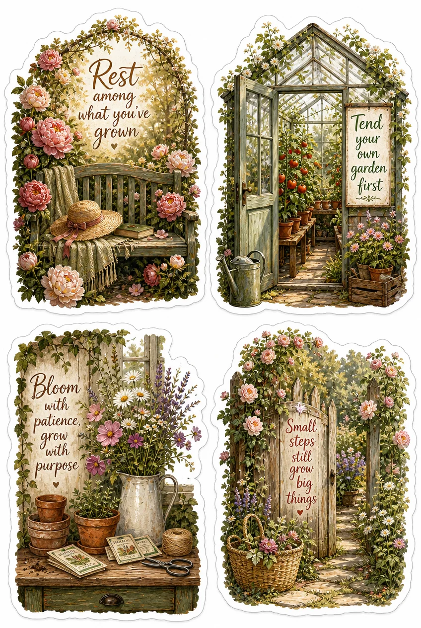 Rest & Tend Your Garden Botanical Sticker Sheet 10