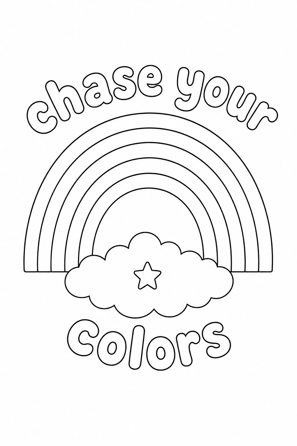 Chase Your Colors rainbow page with a star inside the cloud