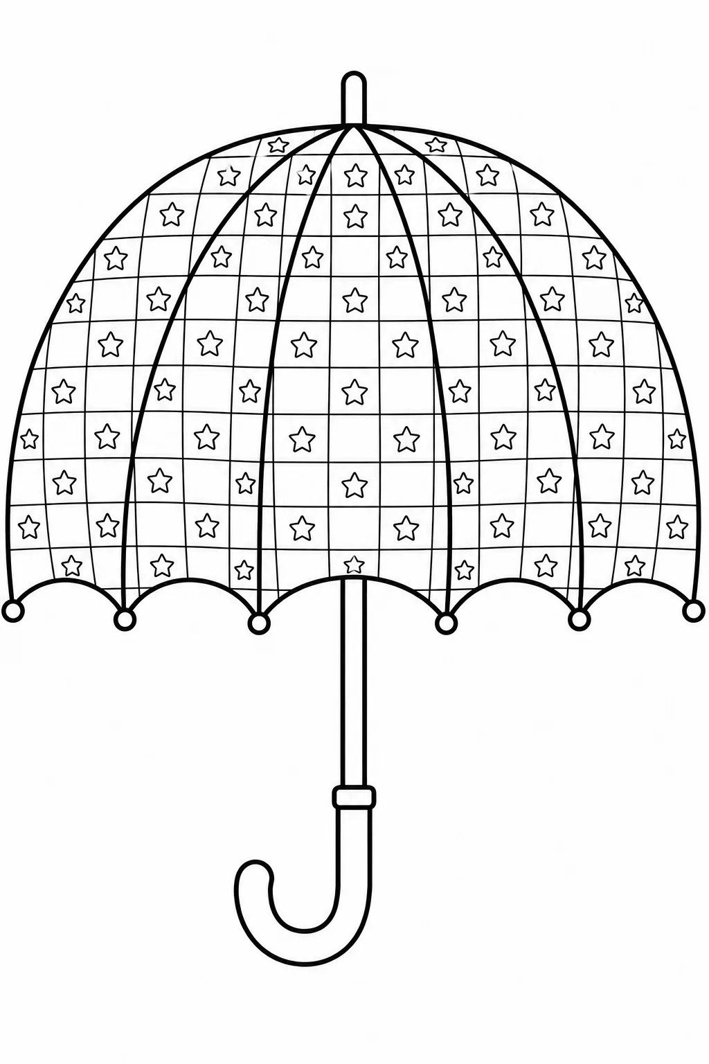 Structured square checkerboard grid with stars inside a parasol.