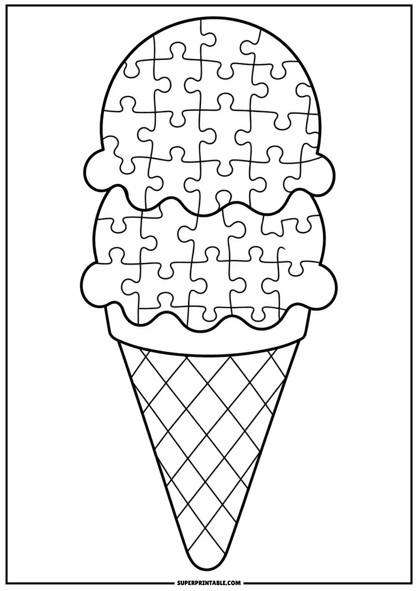 Sunny ice cream cone with Chill and Shine message for a summer coloring activity
