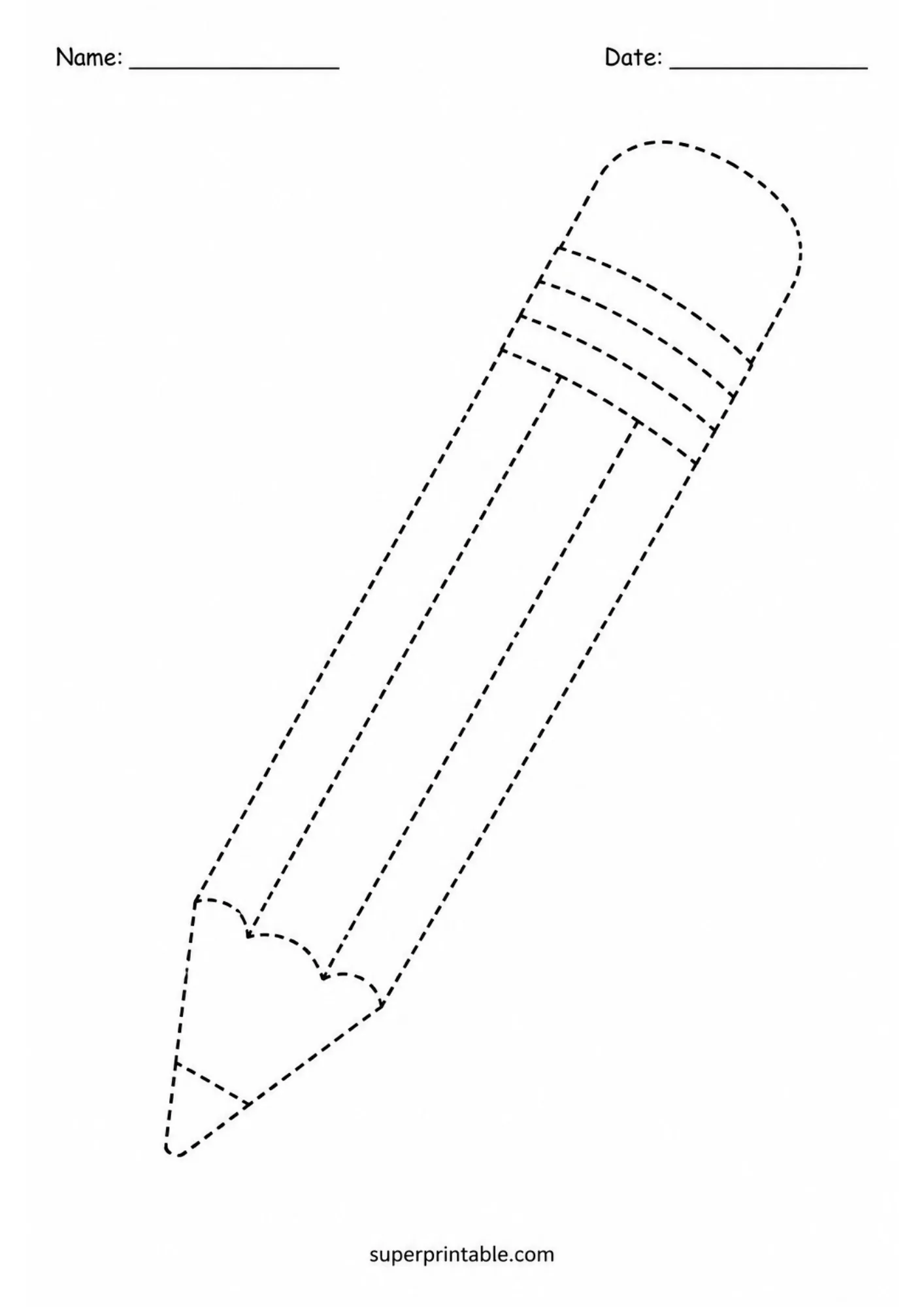 Printable pencil tracing activity sheet for preschoolers learning essential writing and tracing skills.
