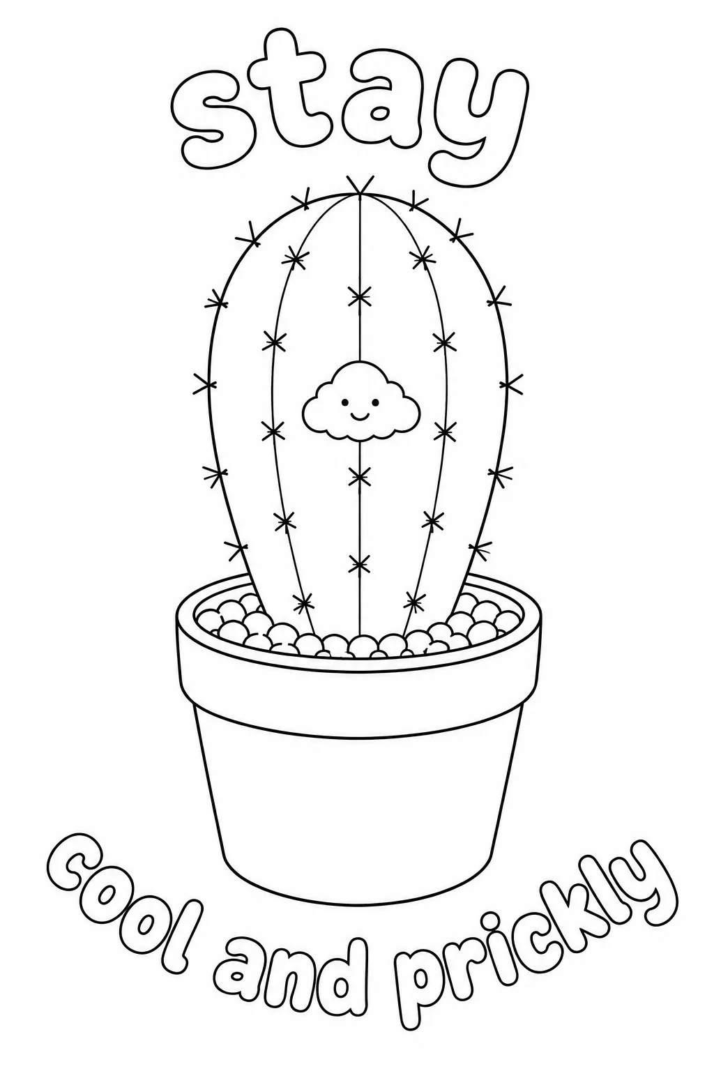Fun cactus design with a small smiling cloud in the center.