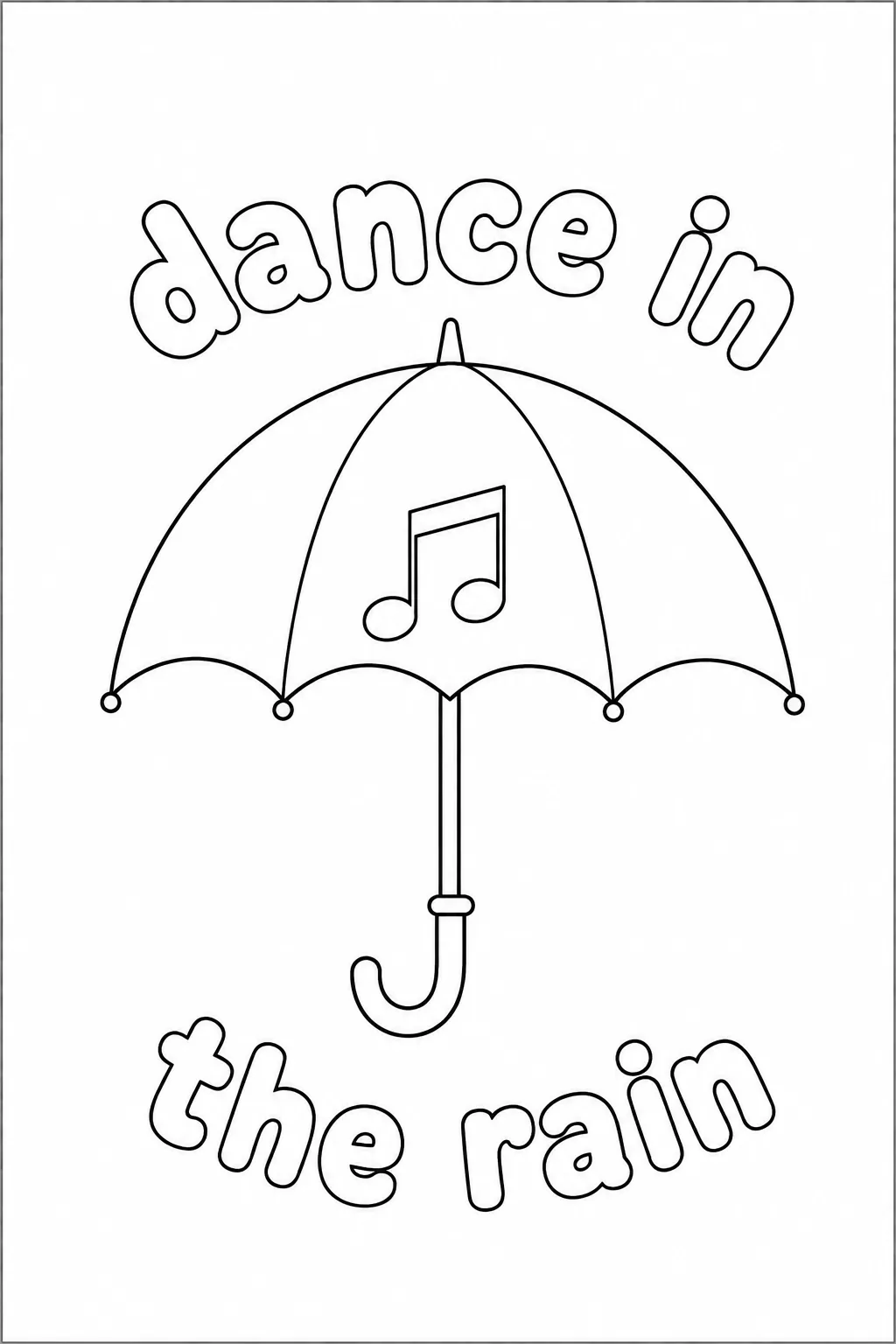 Musical note symbol on a rain shade surrounded by dance text.