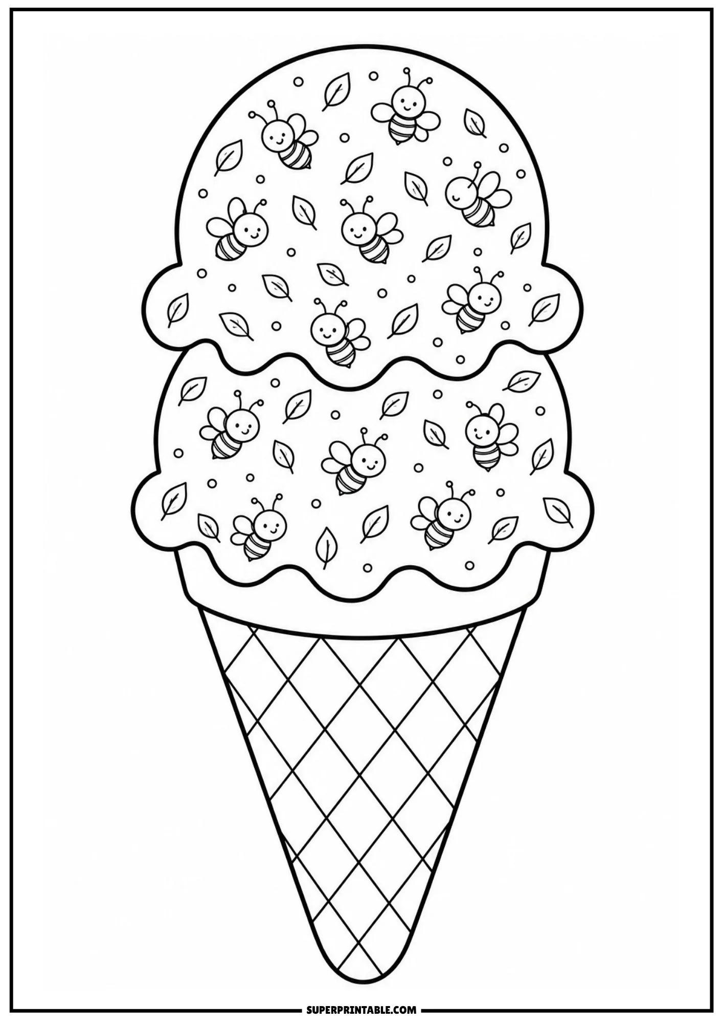 Ice cream cone with musical note and Dance Into Summer lettering for kids