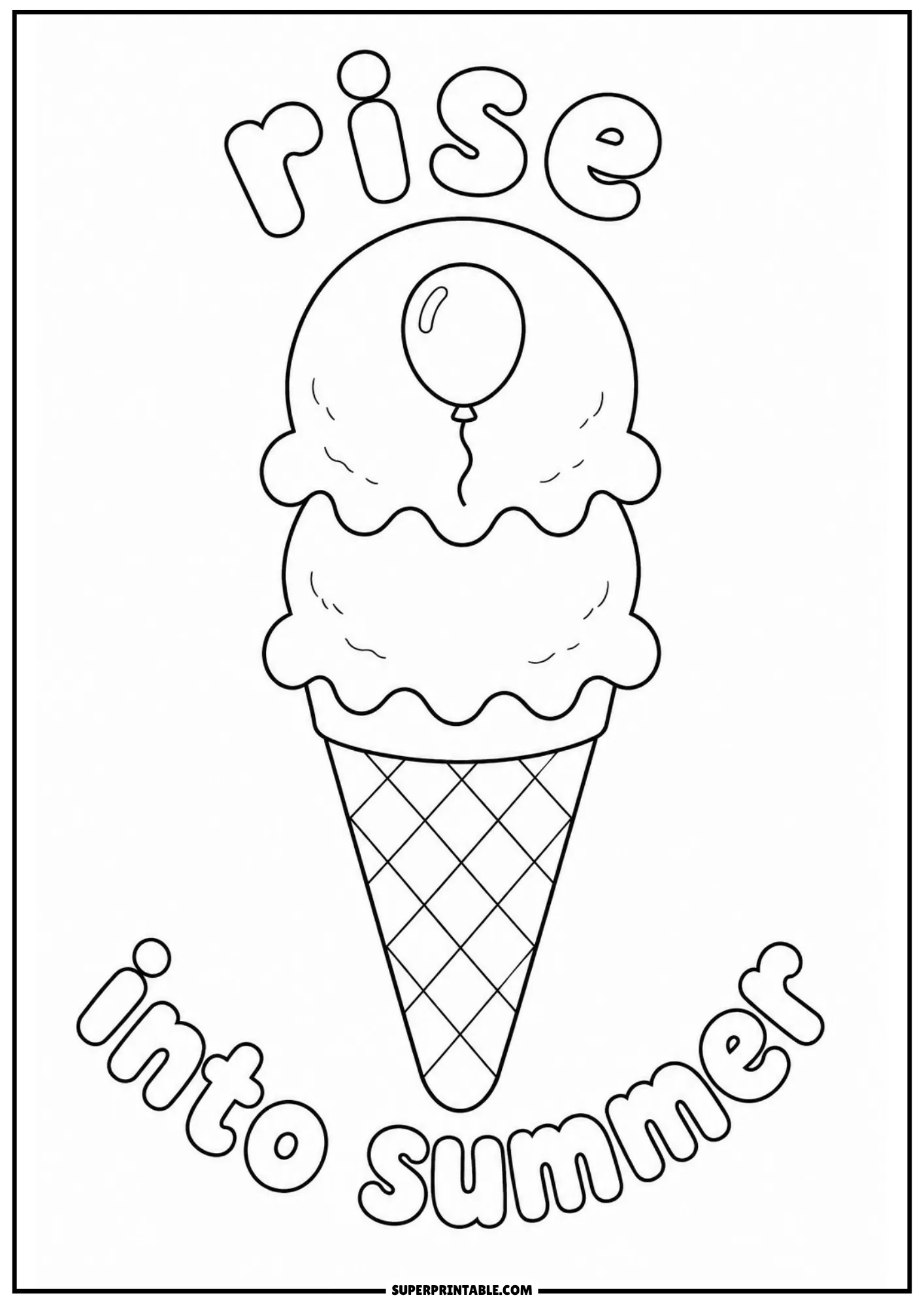 Feather and swirl ice cream cone pattern for children to enjoy coloring