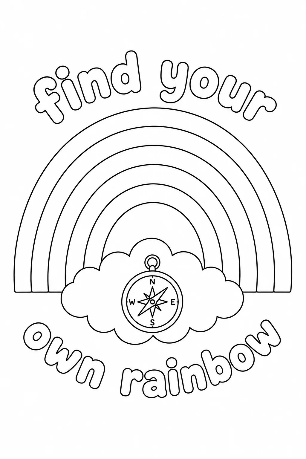 Find Your Own Rainbow page with a compass symbol inside the cloud