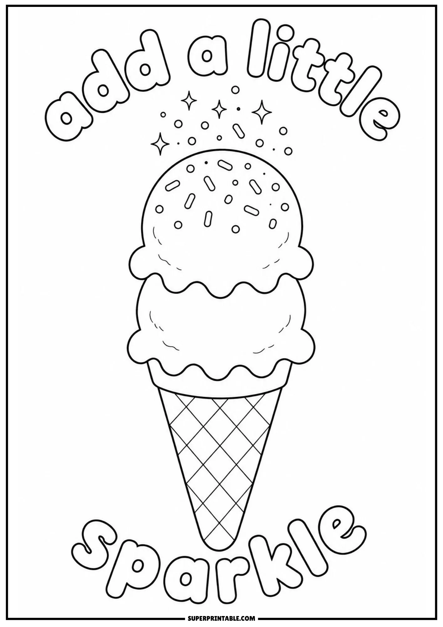 Flower garden ice cream cone with plants, leaves, and blooms for kids