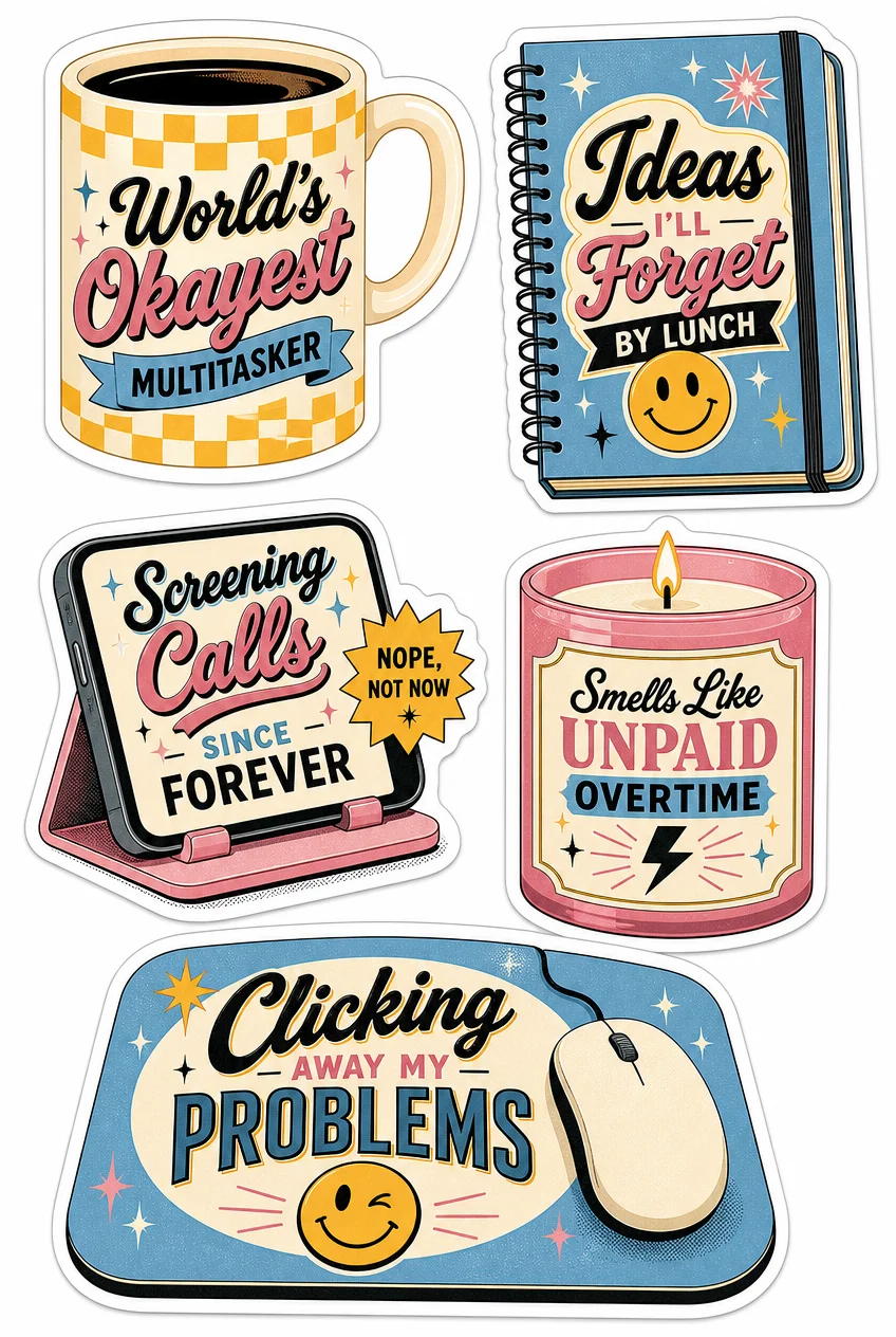 World's Okayest Multitasker Funny Office Sticker Sheet 07