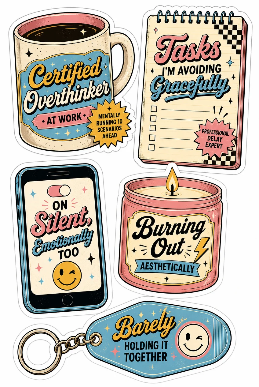 Certified Overthinker Funny Office Sticker Sheet 10
