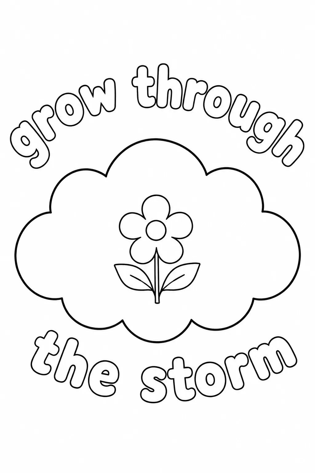 Simple blooming flower in a cloud surrounded by grow through the storm.