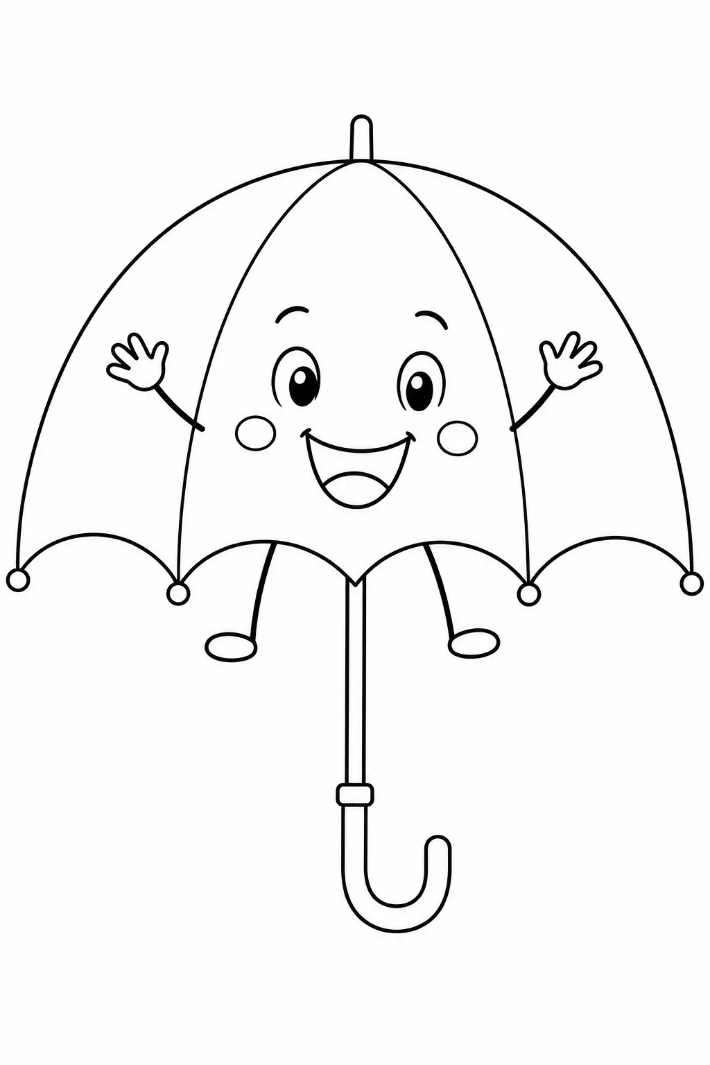 Cute canopy character with a happy smile and stick arms and legs.