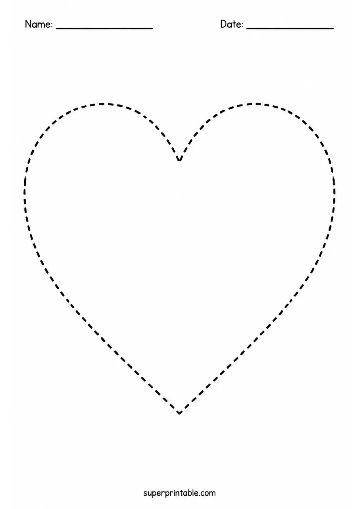Cute heart outline ready for children tracing activities.