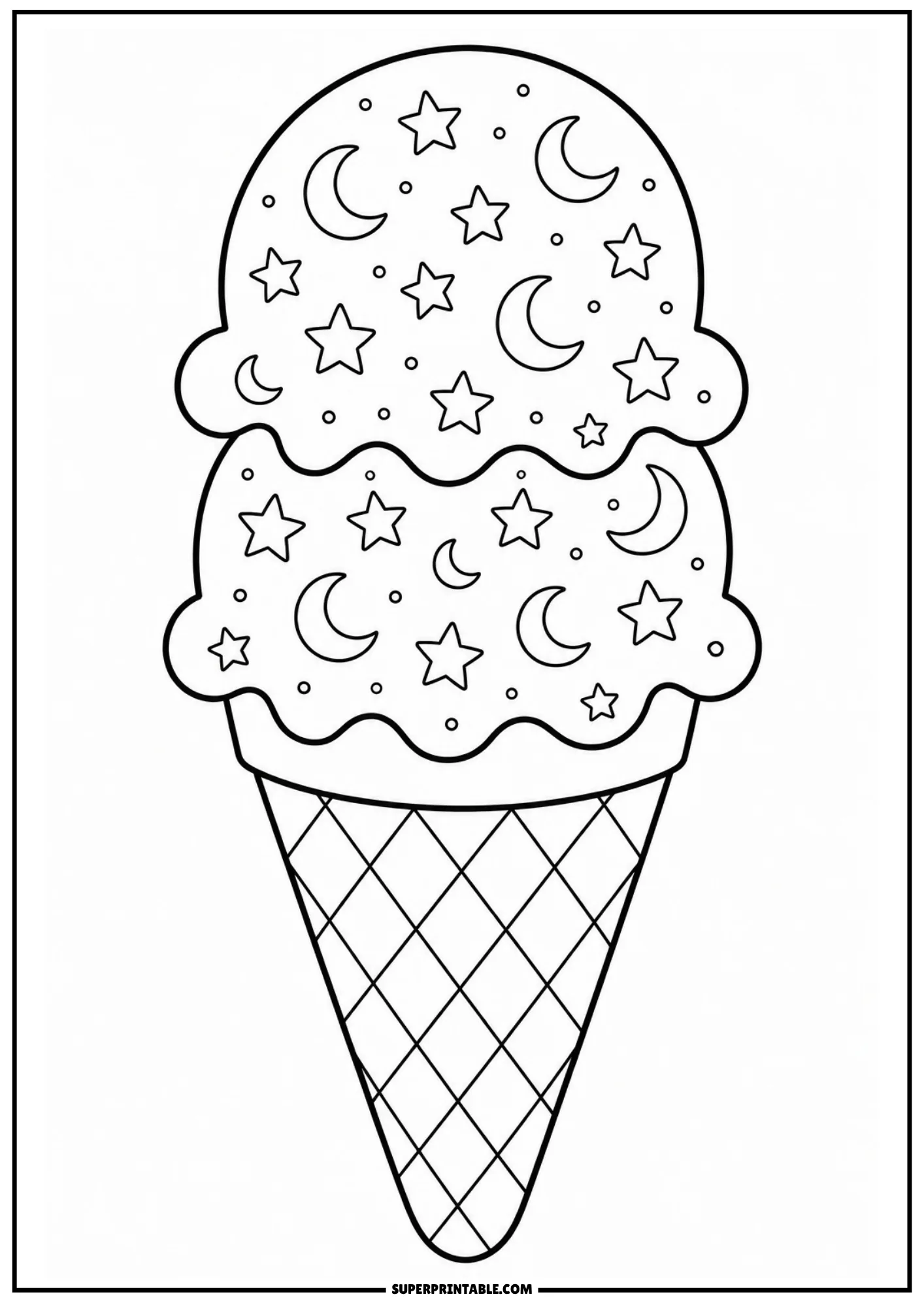 Keep It Cool ice cream cone with cloud decoration for children to color