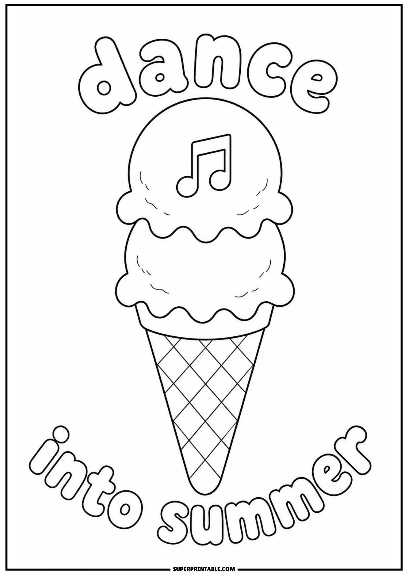 Leaf and swirl ice cream cone pattern for a fun kids coloring activity