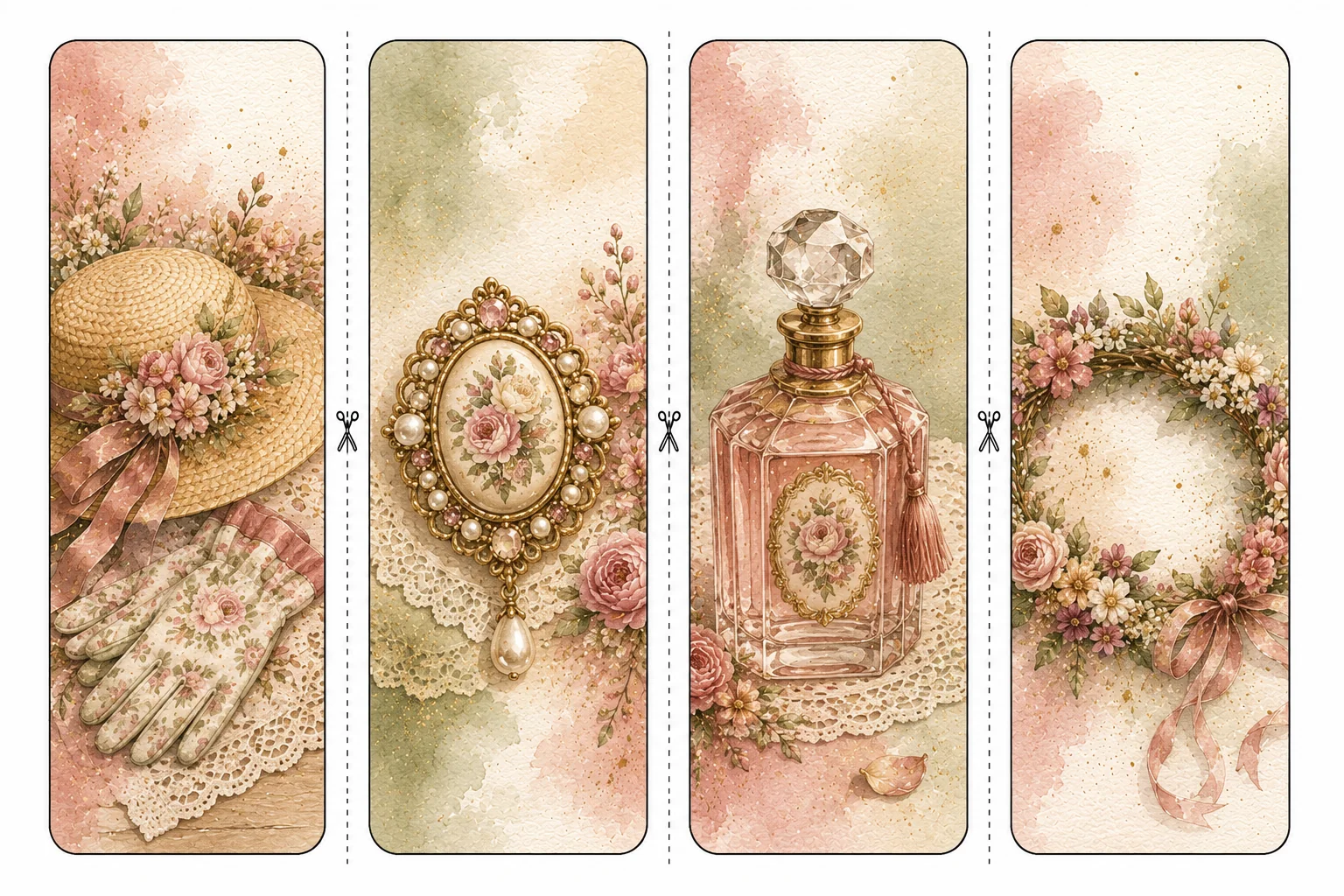Printable Mother's Day bookmarks sheet 3, garden hat and flower crown