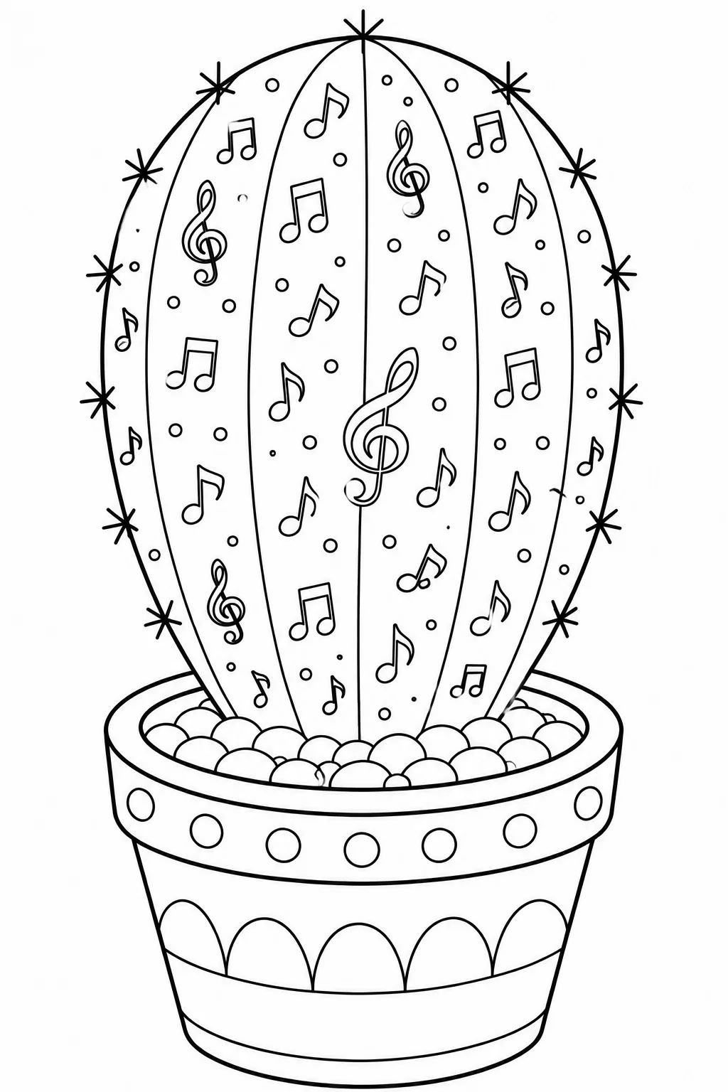 Scattered musical notes and symbols with a large treble clef.