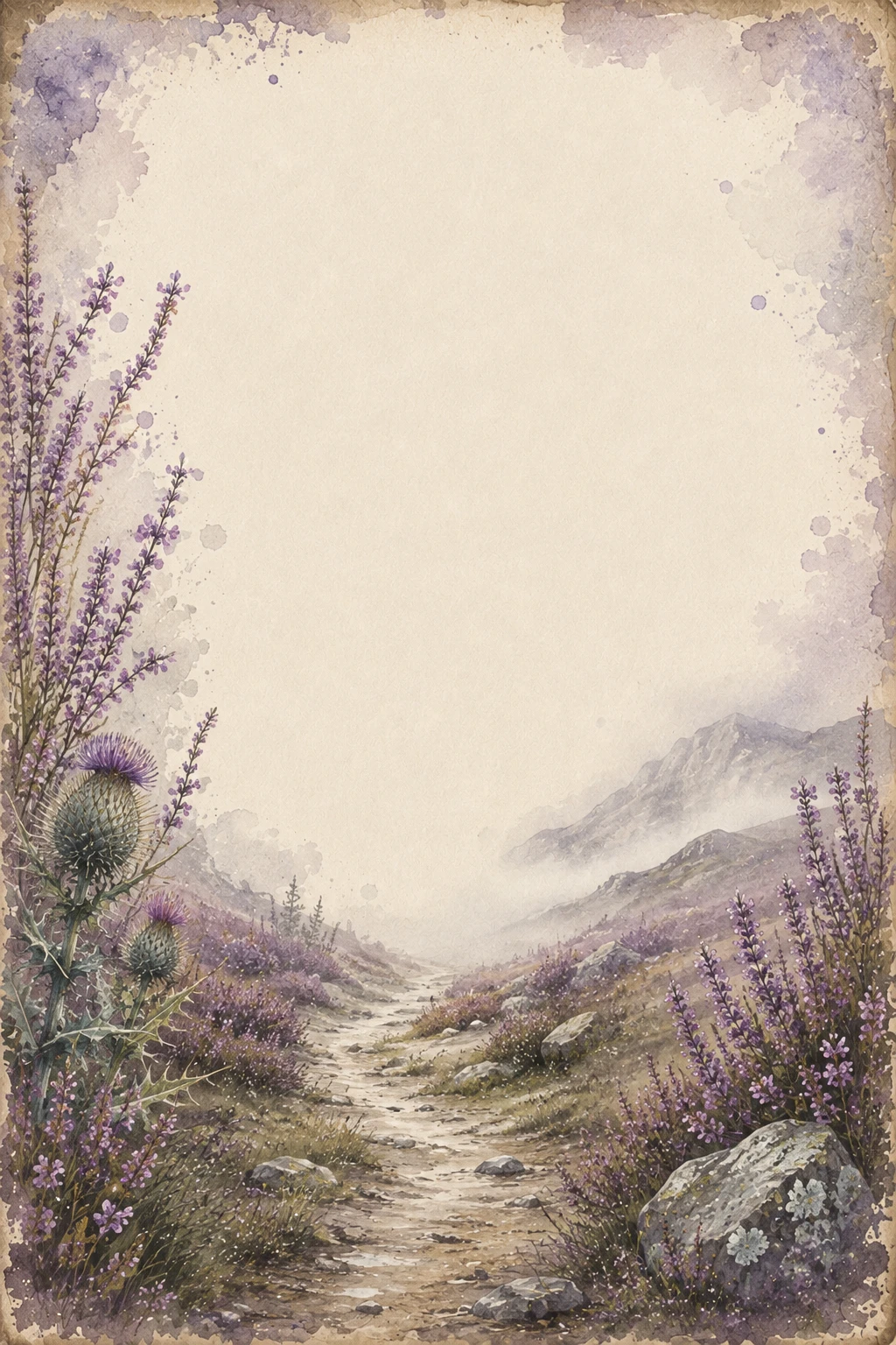 Scottish Highland Wildflower Mountain Path Page Border Sheet