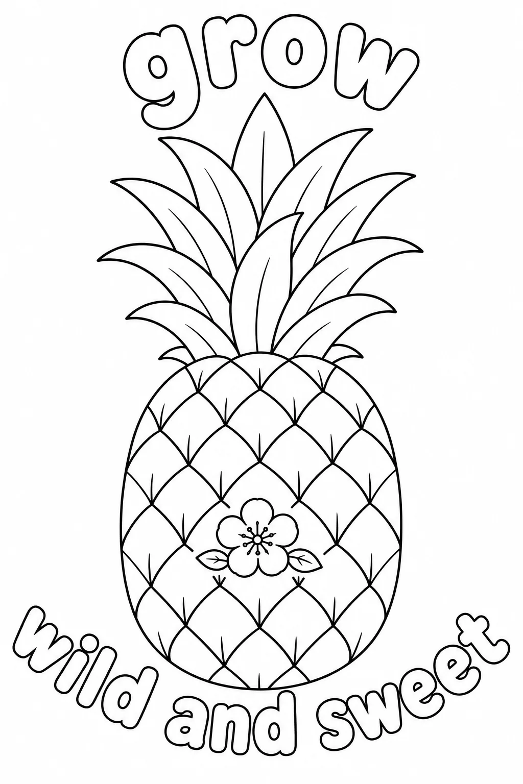 Pineapple with floral detail and grow wild and sweet message