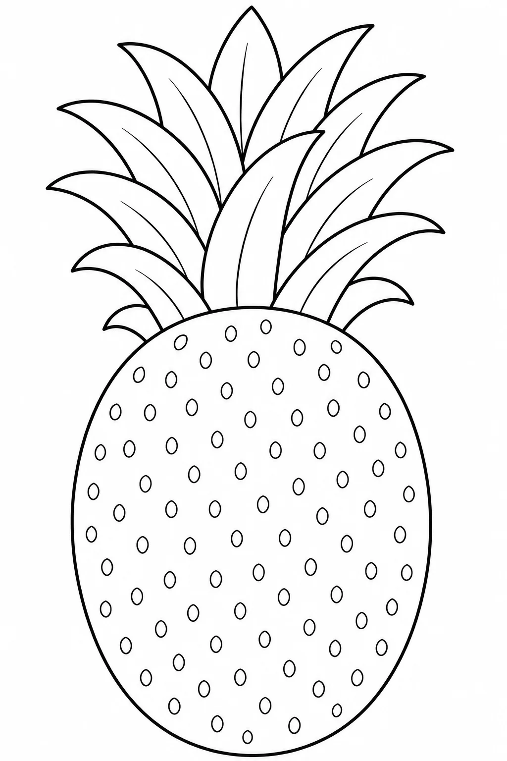 Simple pineapple coloring page filled with evenly spaced oval dot shapes