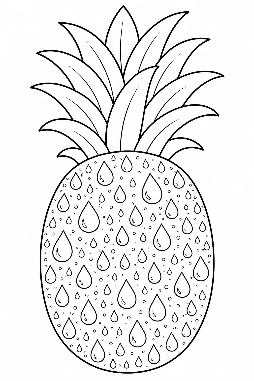 Pineapple filled with repeating raindrop shapes in a simple coloring pattern