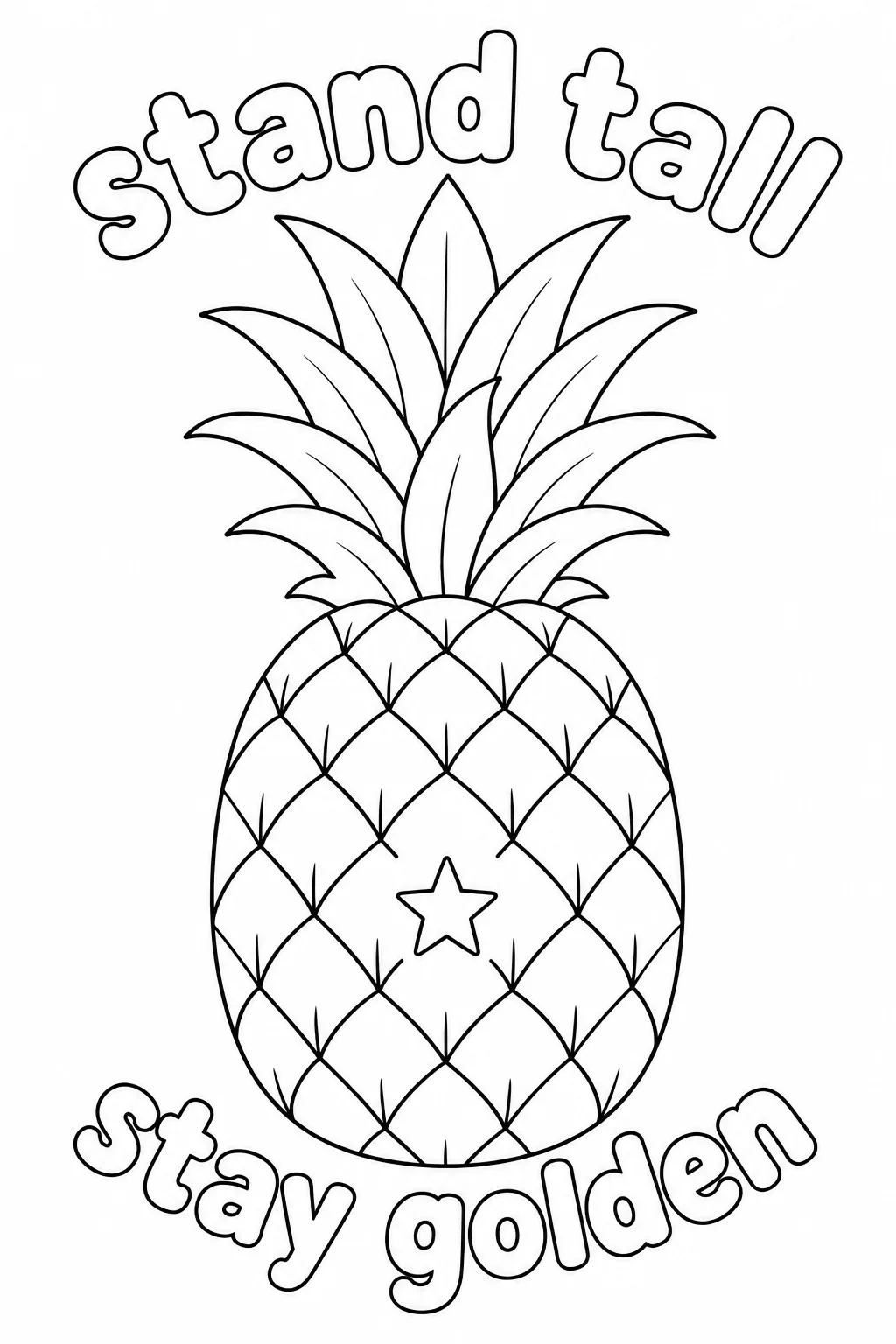 Stay golden pineapple coloring design with patterned fruit and leafy crown