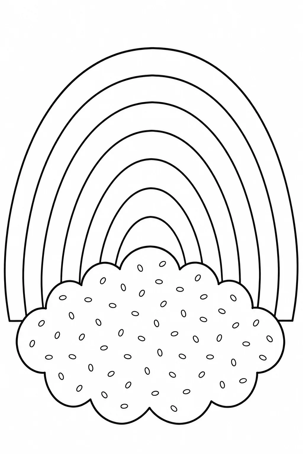 Rainbow page with a cloud covered in small dotted patterns