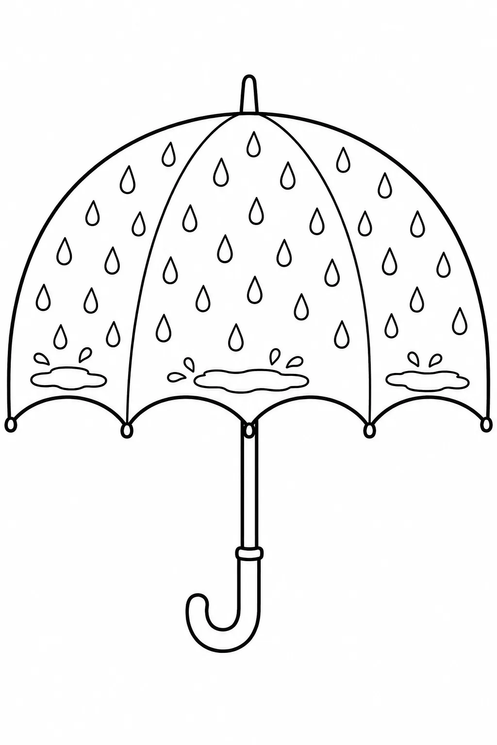 Printable rainy day canopy with falling drops and splashing water.