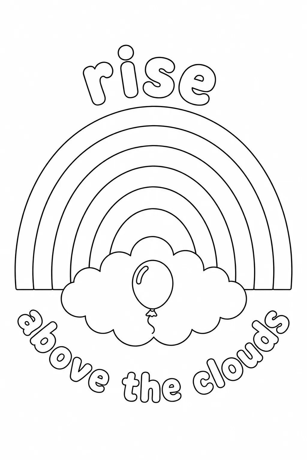 Rise Above the Clouds rainbow page with a balloon in the cloud