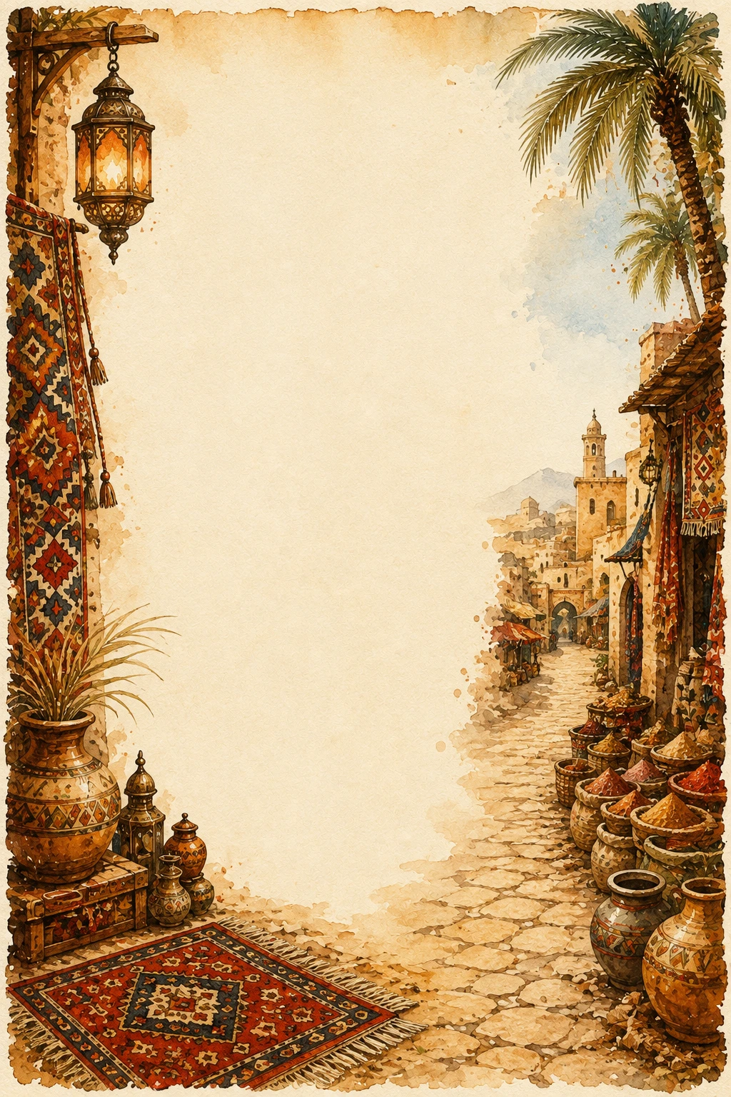 Moroccan Village Street and Traditional Market Border Page