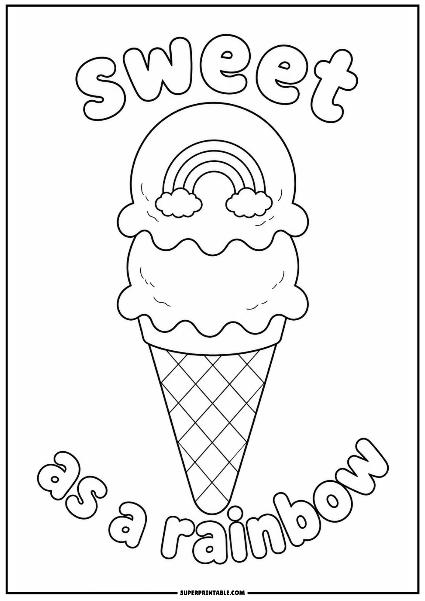 Simple sprinkle ice cream cone with colorful pattern spaces for kids