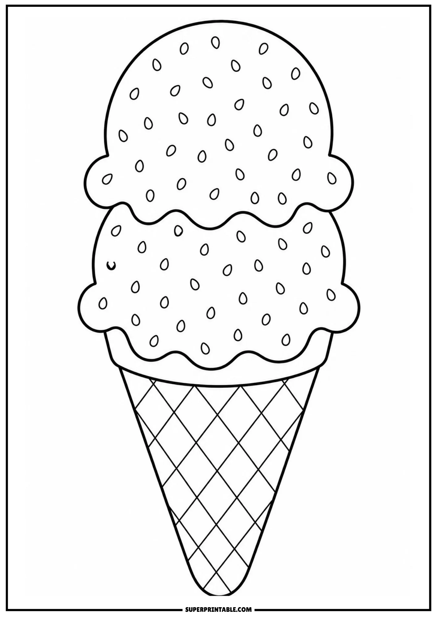 Spiral patterned ice cream scoops with playful curls for kids to color