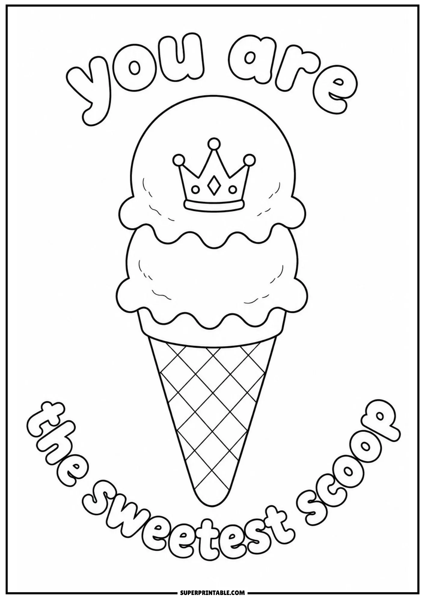 Star grid ice cream cone with square sections for children to color