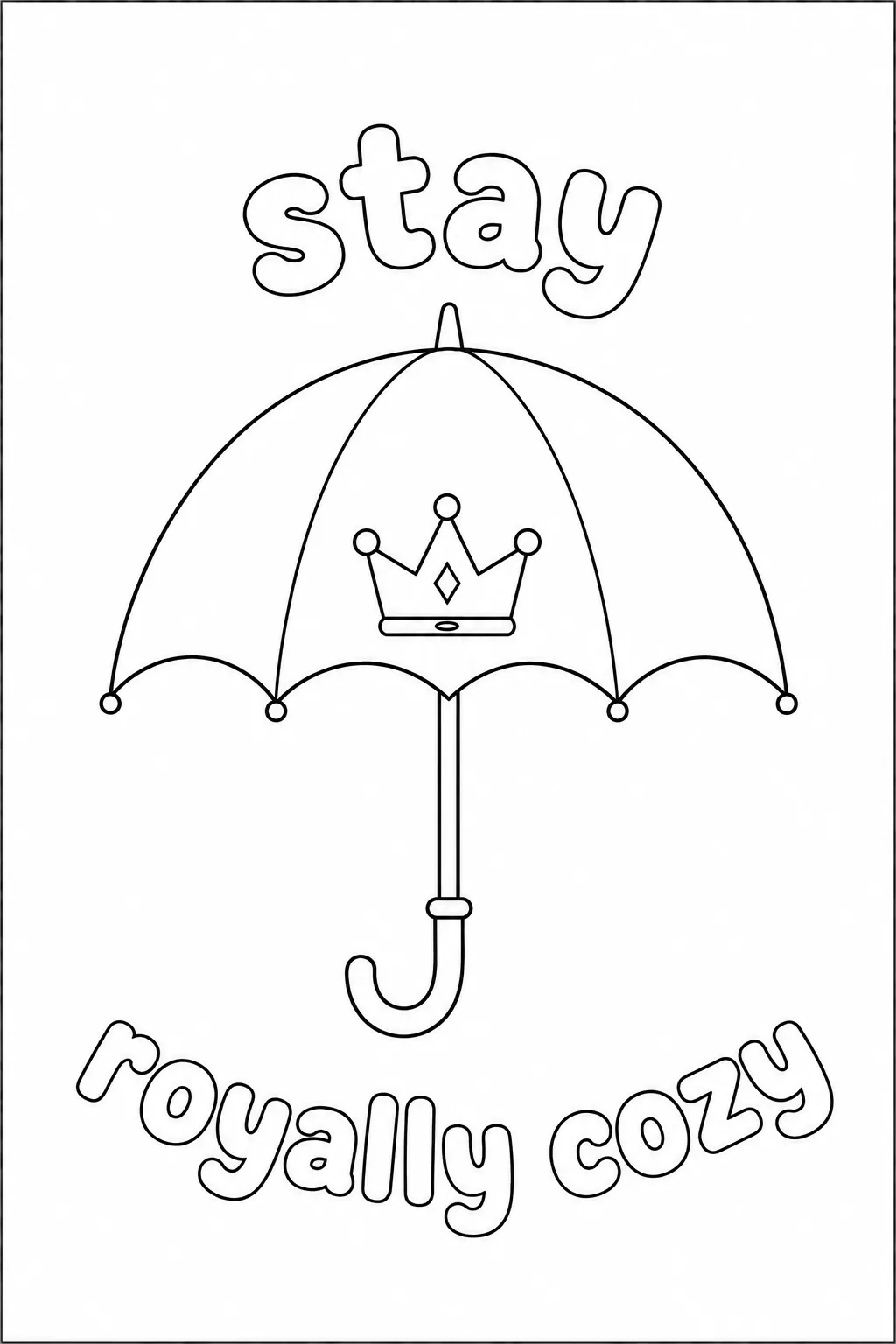 Royal crown symbol inside a parasol with the text royally cozy.