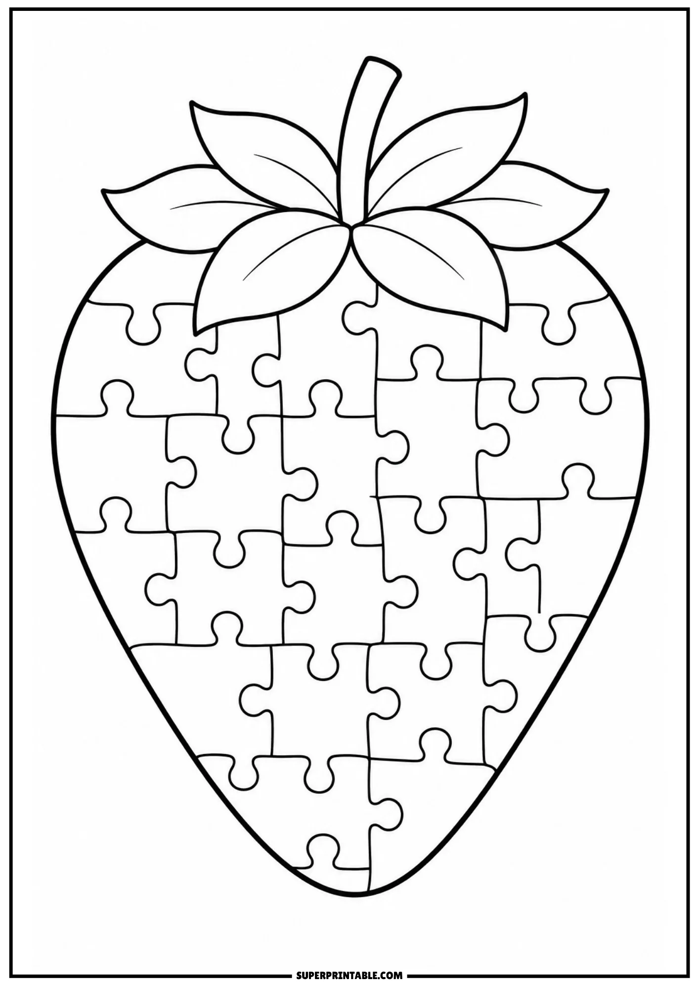Interlocking jigsaw puzzle piece pattern styled into a strawberry shape.