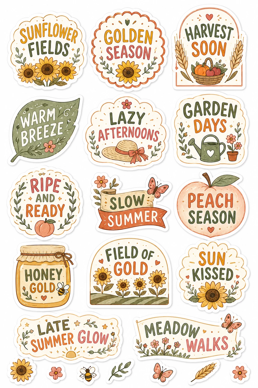 Sunflower Fields Autumn Harvest Stickers featuring daily motivation, praise badges, daily affirmations, and school rewards.