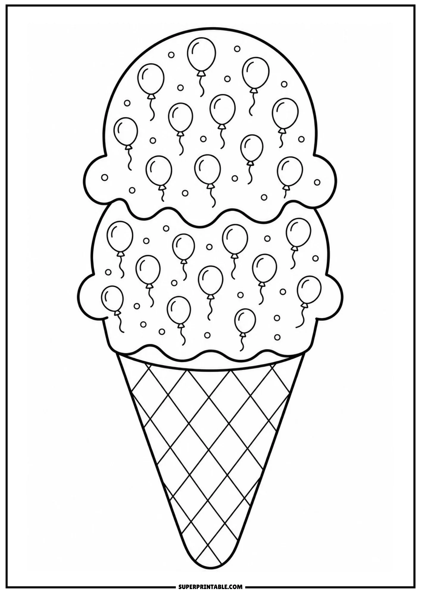 Rainbow ice cream cone with clouds and Sweet as a Rainbow message