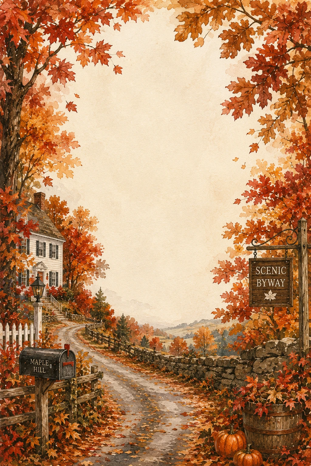Autumn Covered Bridge and Maple Ridge Road Border Page 07