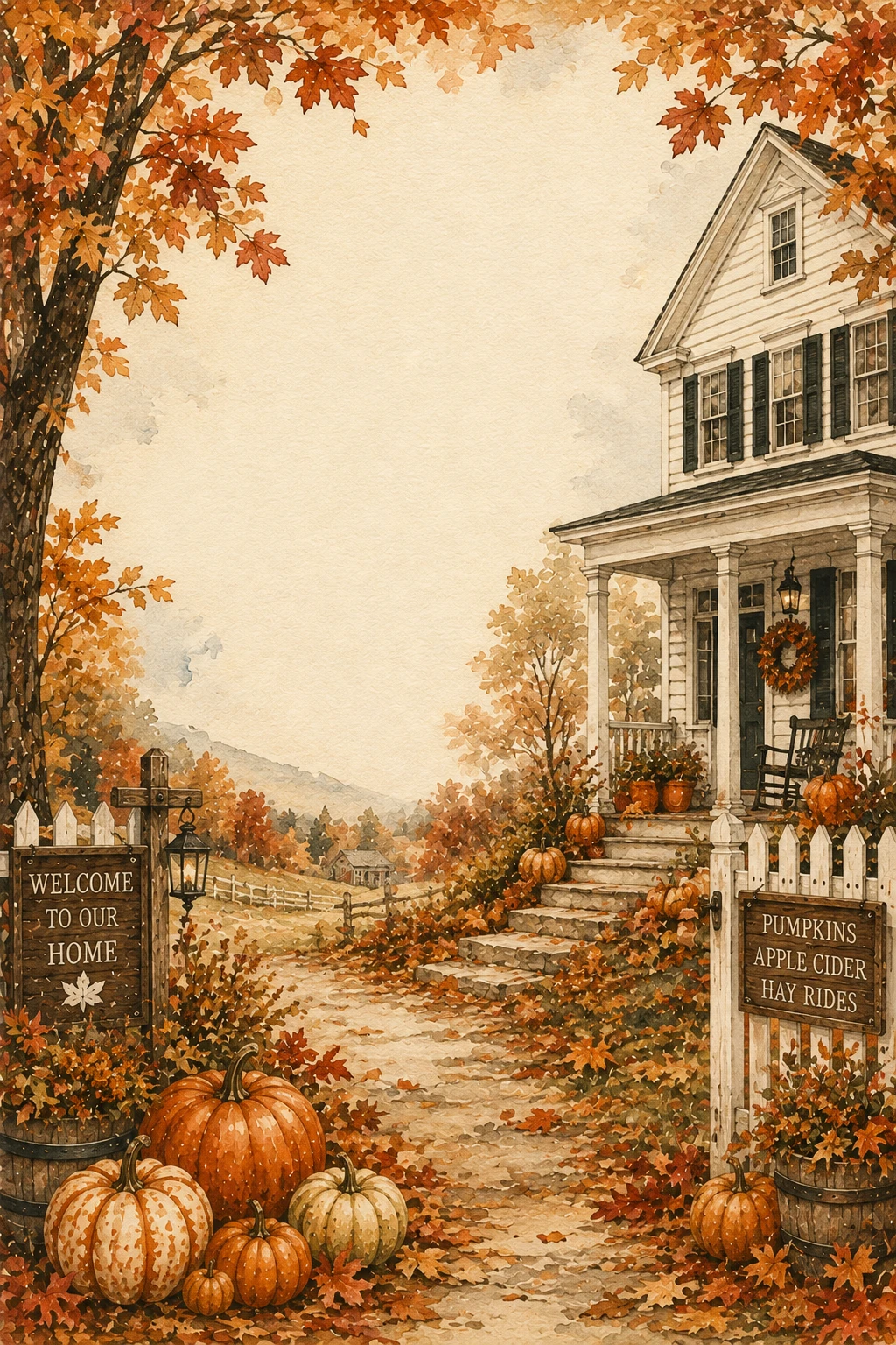 Autumn Farm Road and Hay Bale Border Page 09